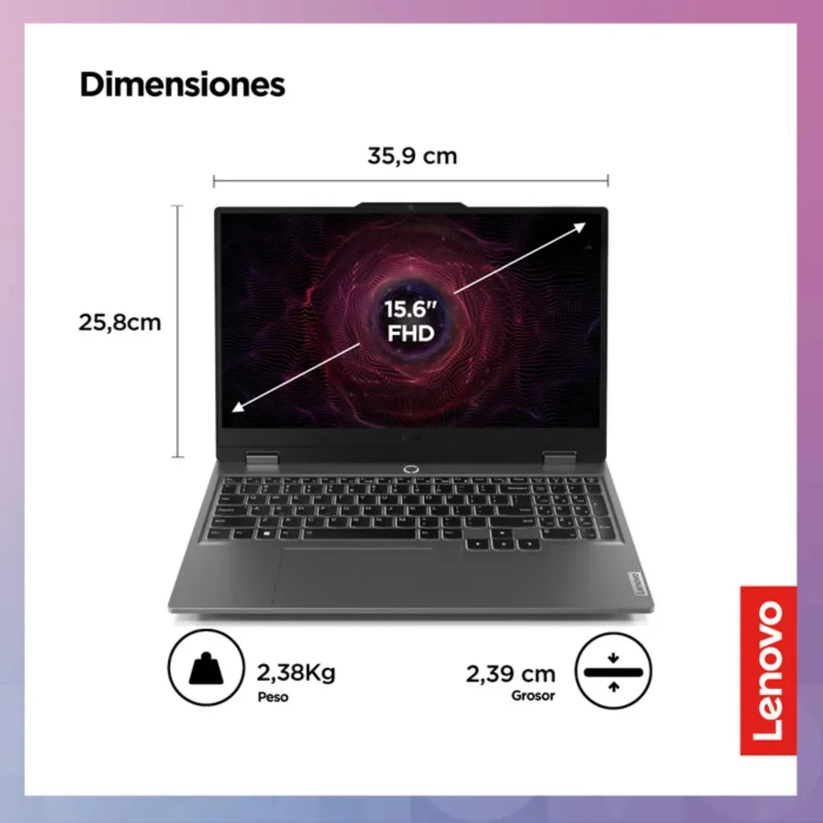 Laptop IA Lenovo LOQ 15.6" FHD 144Hz AMD Ryzen 5 512GB 8GB RTX 3050, marca LENOVO - Foto 2