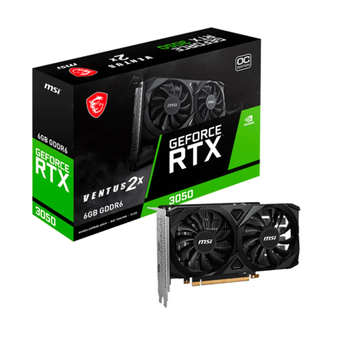 Msi - Tarjeta Gráfica Msi Geforce Rtx 3050 Ventus 2X 6G Oc Pci Express 4.0 Velocidad X8
