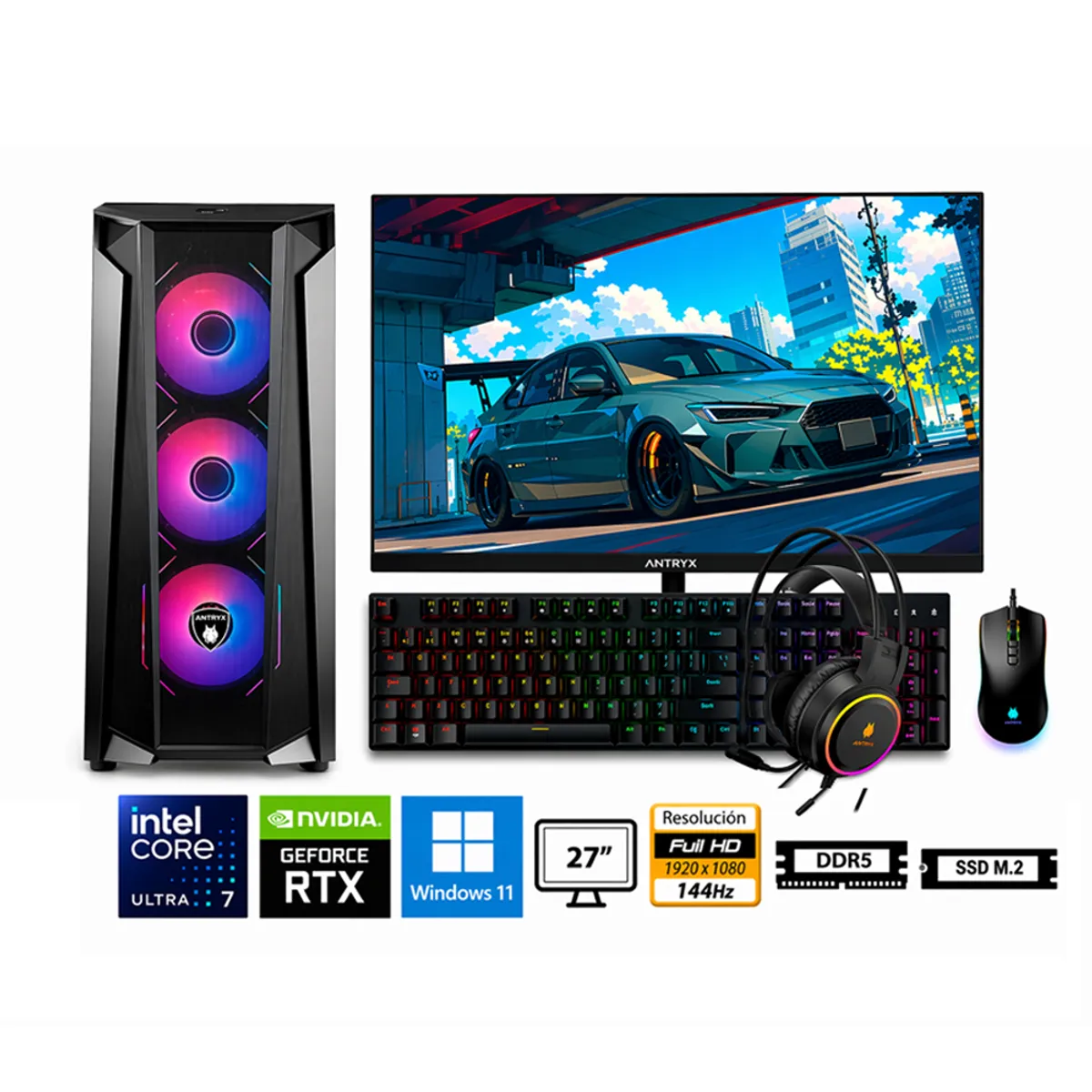 GENERICO - Pc Core Ultra 7 265F Propc Rx-570 16-512-27" Geforce Rtx 3050 6Gb, W11Home
