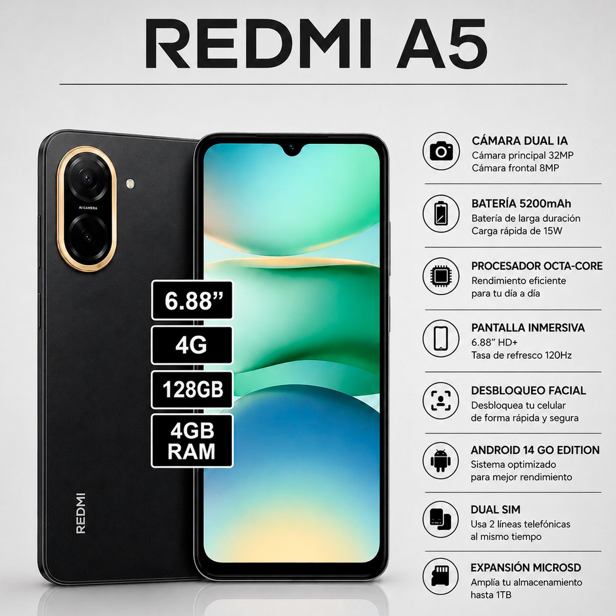 REDMI - CELULAR REDMI A5 4GB 128GB NEGRO