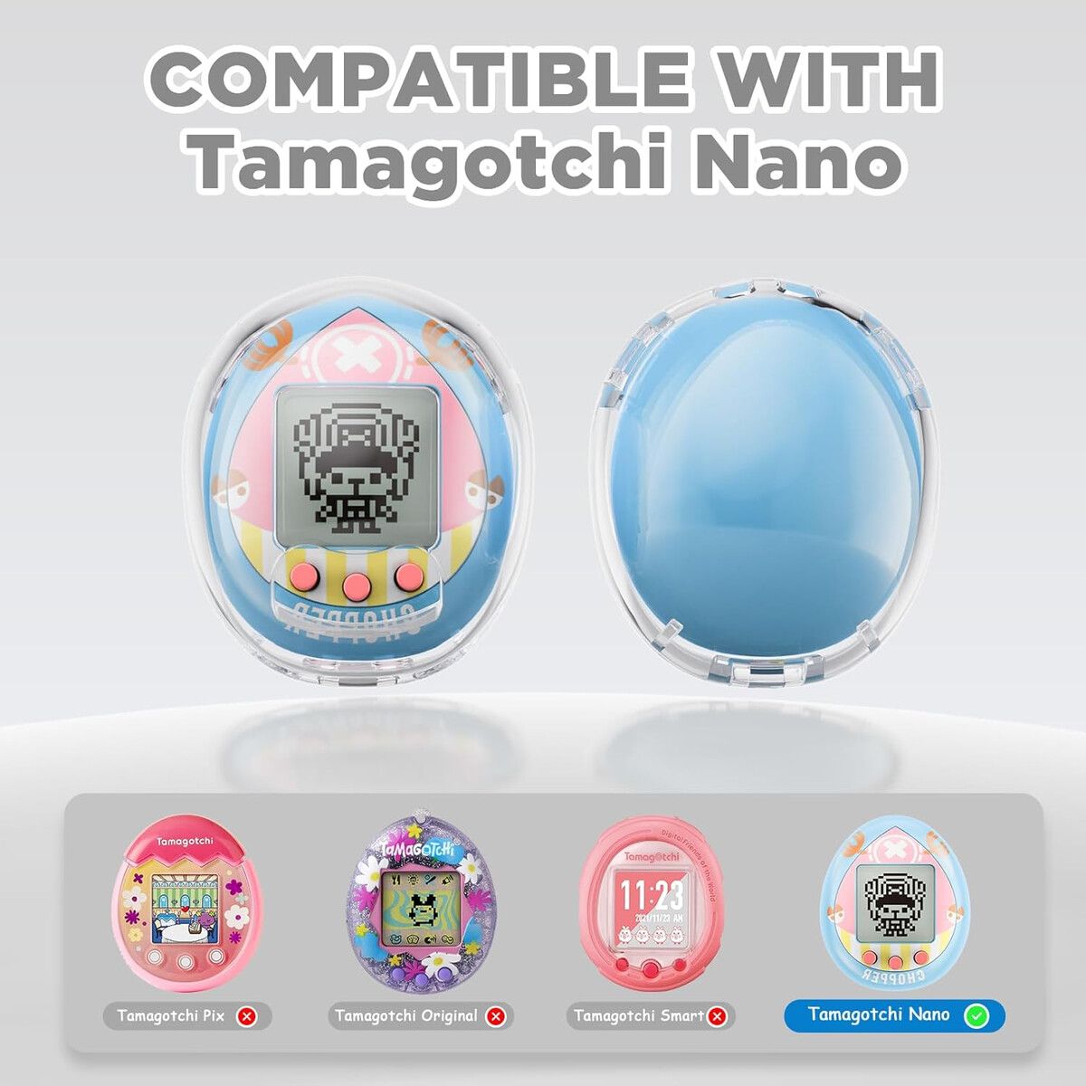 TAMAGOTCHI - Funda Plastica Transparente para Tamagotchi Nano con Pick