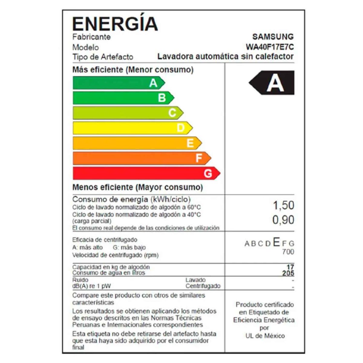 SAMSUNG - Lavadora Samsung 17Kg WA40F17E7CPE EcoBubble Gris Grafito