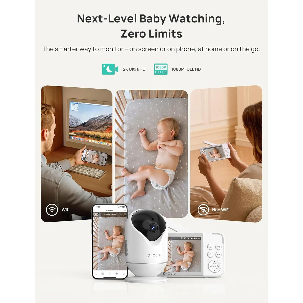 DR CARE - Monitor de Bebaa Dr.Care VistaView 5 WiFi Caamara 2K
