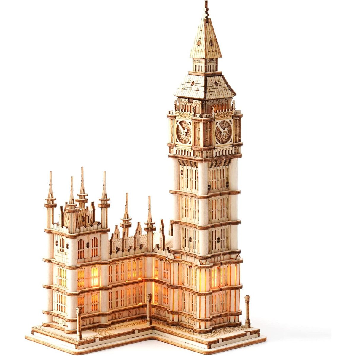 BIG BEN - Rompecabezas 3D Madera Big Ben ROBOTIME 220 Piezas con Luz LED