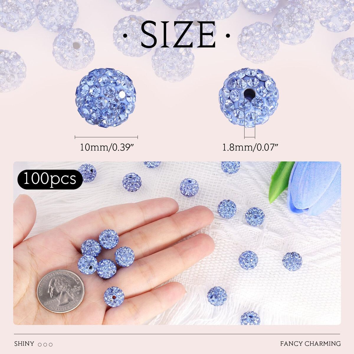 CELESTE - Cuentas strass TINKRSTUFF 10mm Celeste 100u
