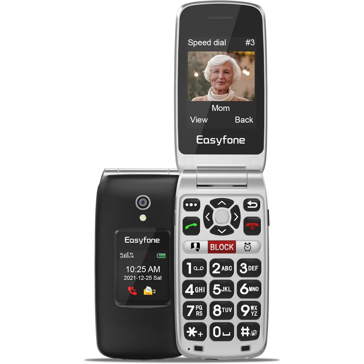FLIP - Celular Easyfone PrimeA1 Pro Flip 4G 16GB Negro para Adultos Mayores