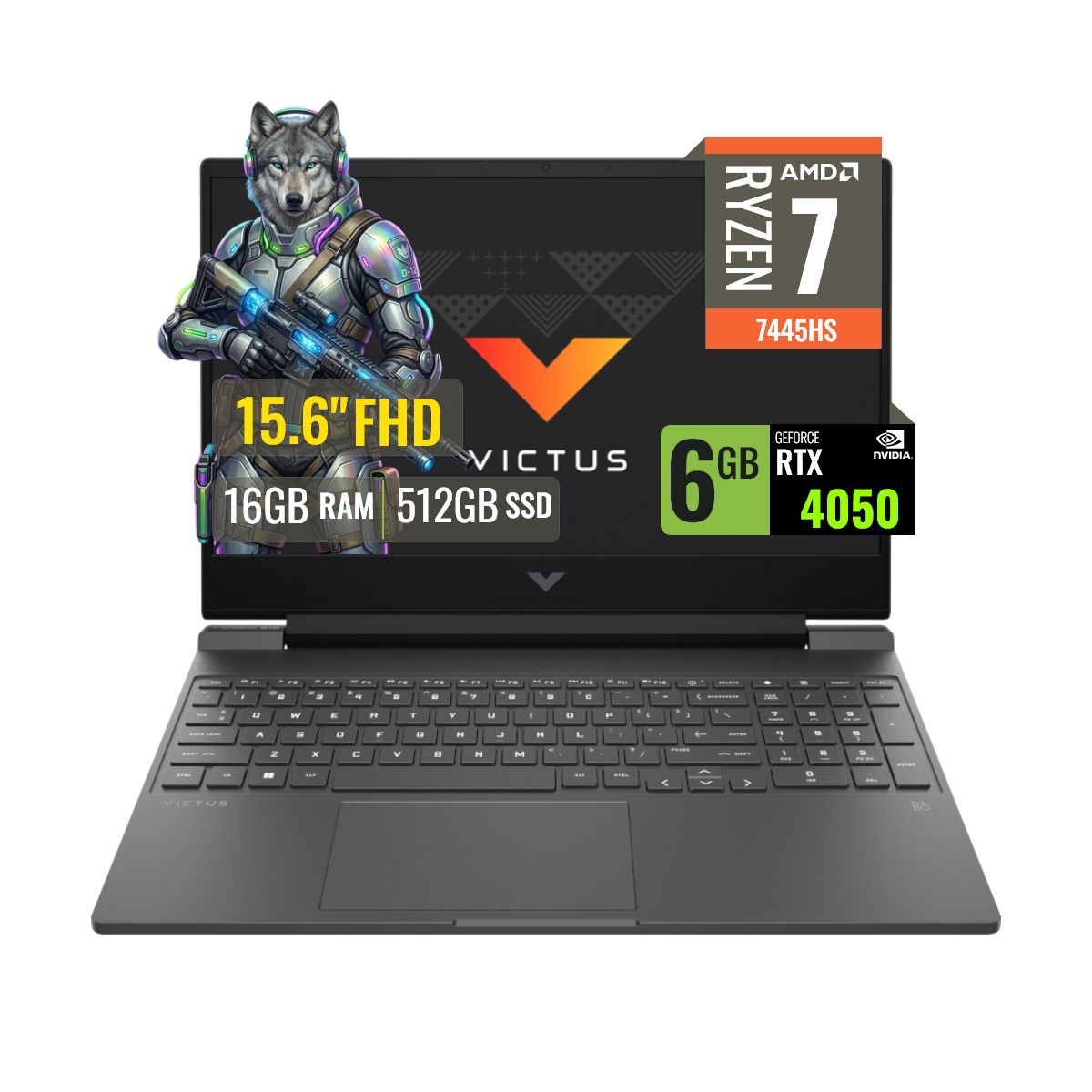HP - Laptop Gamer HP Victus 15 FB3022LA Ryzen7 7445H 16GB DDR5 512GB SSD RTX 4050 6GB 15.6 FHD FreeDOS
