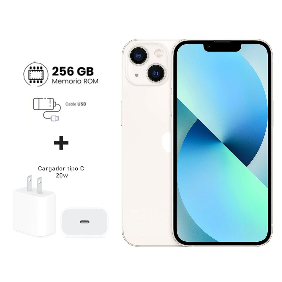Apple Iphone 13 256gb Blanco +  Kit de carga. Reacondicionado A2482, marca APPLE - Foto Principal