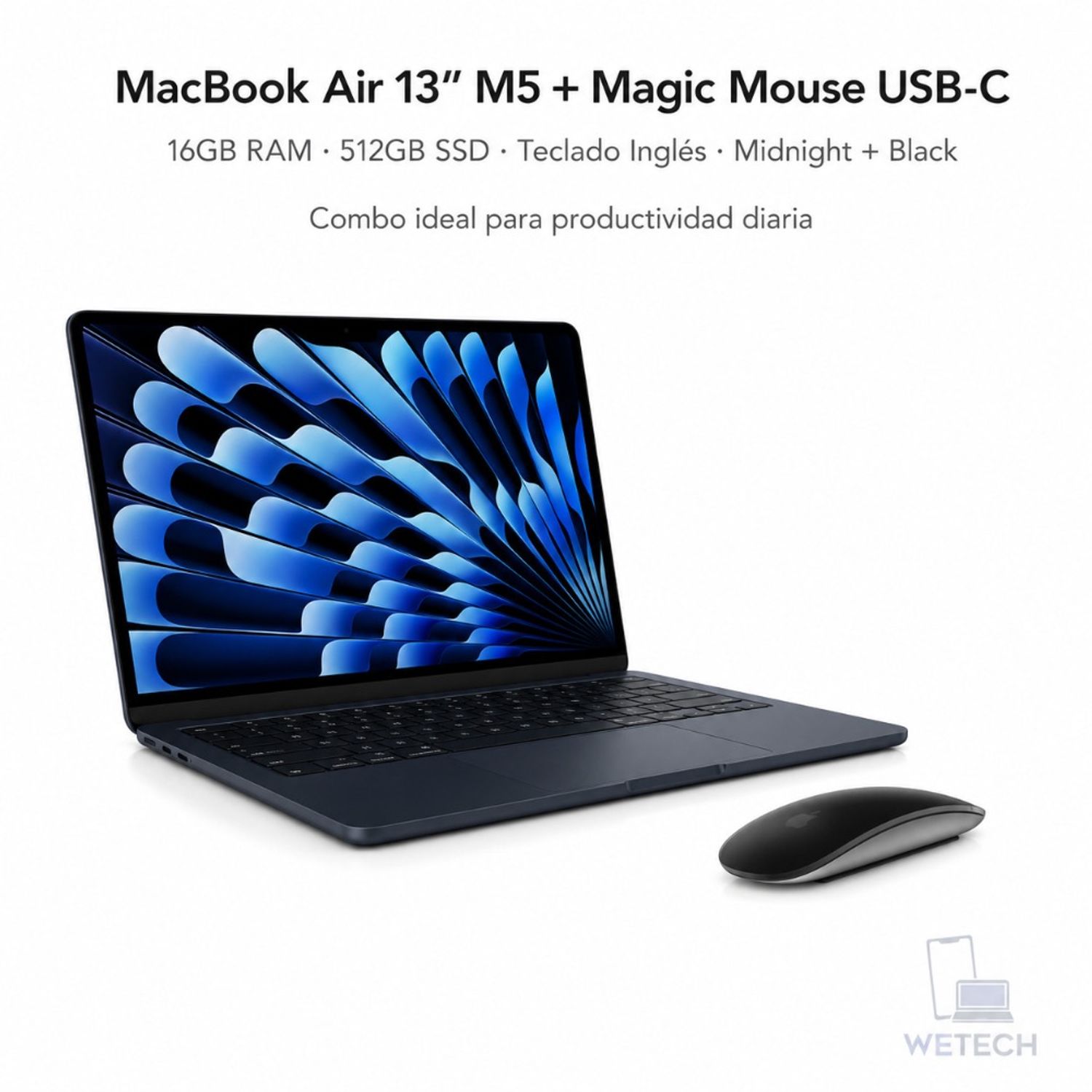 MACBOOK AIR 13 M5 16GB RAM 512GB SSD TECLADO INGLES - MIDNIGHT +
