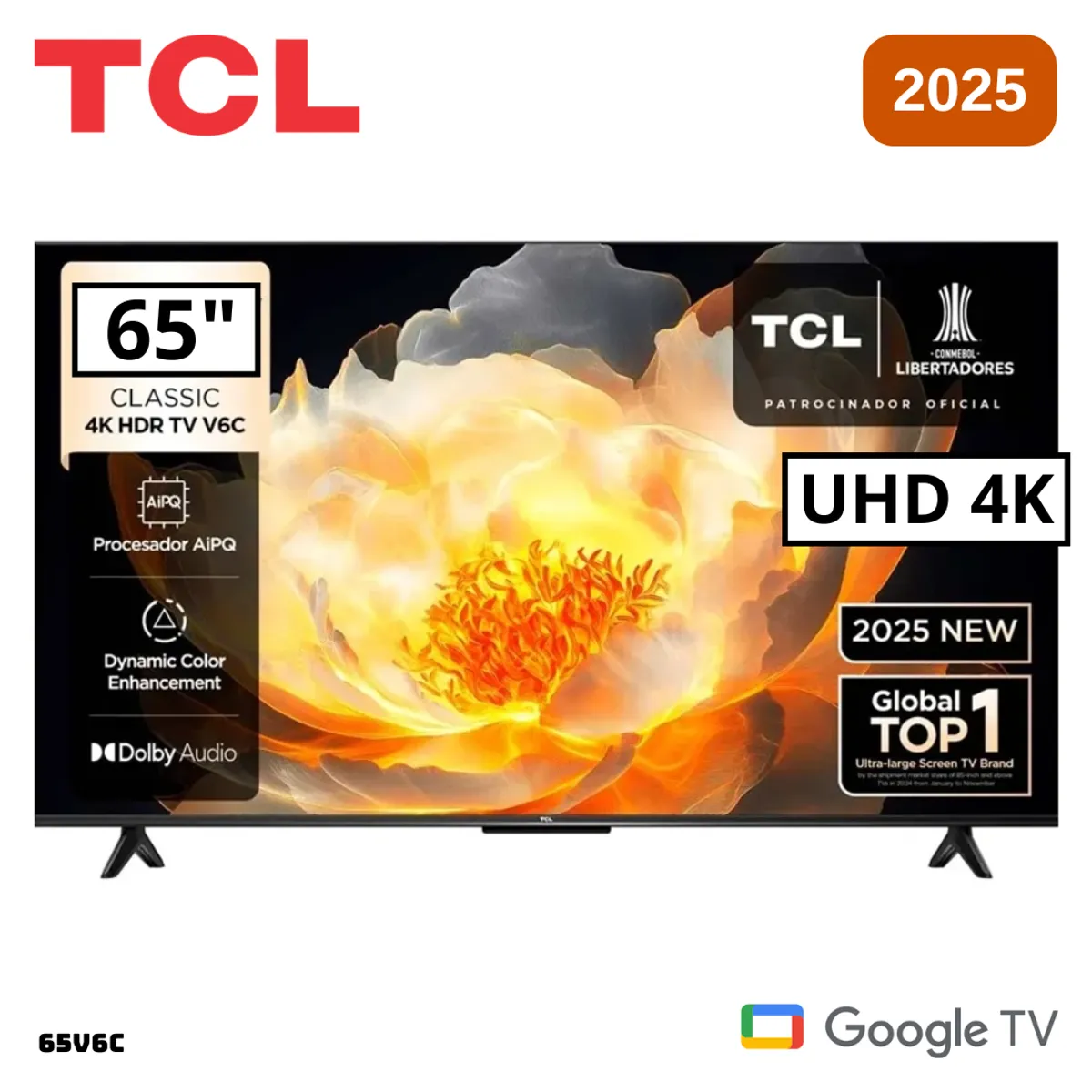 TCL - TELEVISOR TCL 65 SMART TV GOOGLE TV 4K UHD LED 2025 - 65V6C