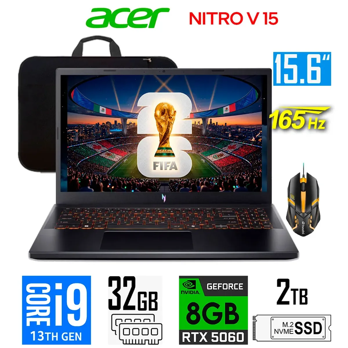 ACER - Laptop Gamer Acer Nitro V 15 Core i9 13900h  Nvidia 8gb Rtx 5060 2tb Ssd 32gb Ram 15.6 fhd 165hz.