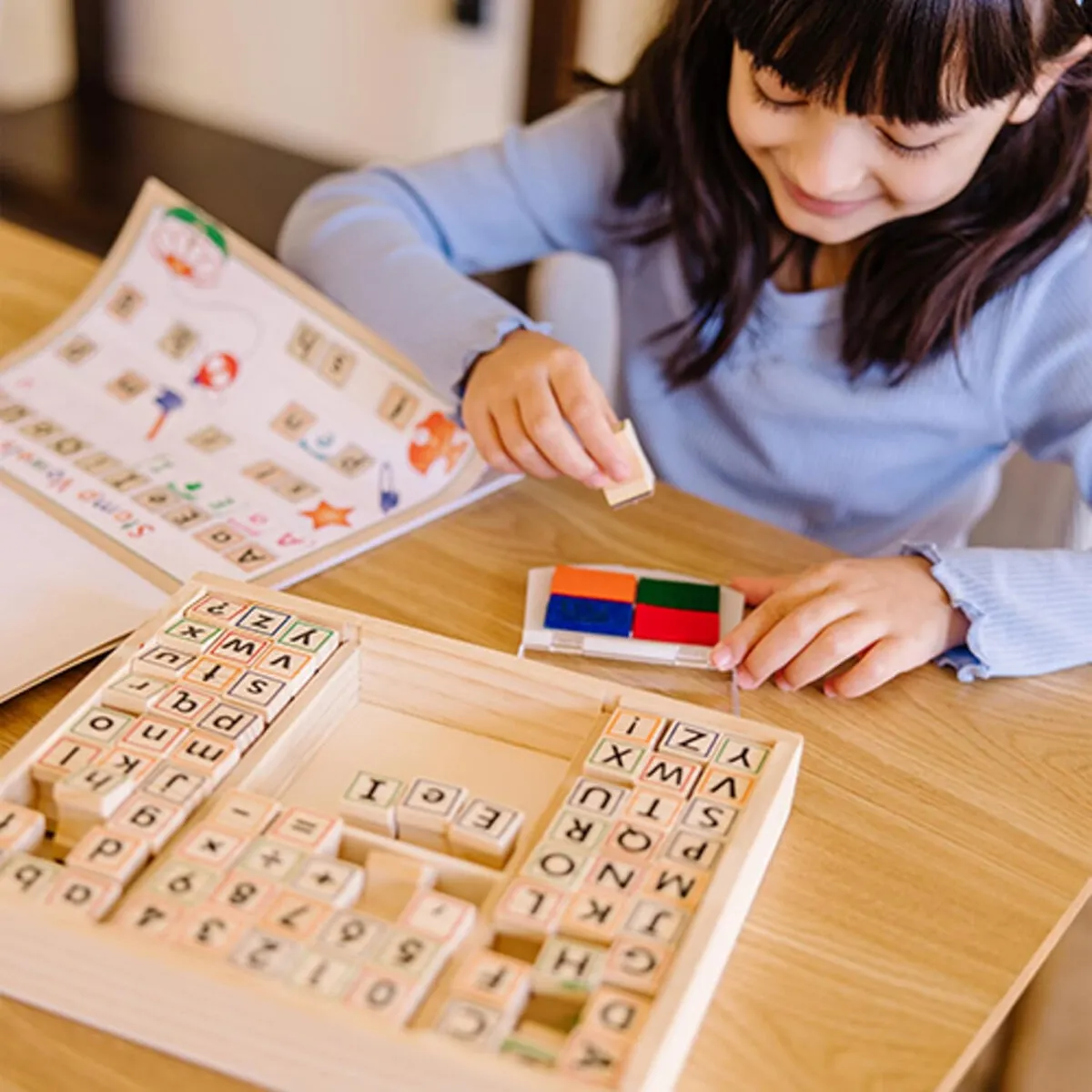 MELISSA - Set Sellos Madera Letras Nameros Melissa Doug Deluxe