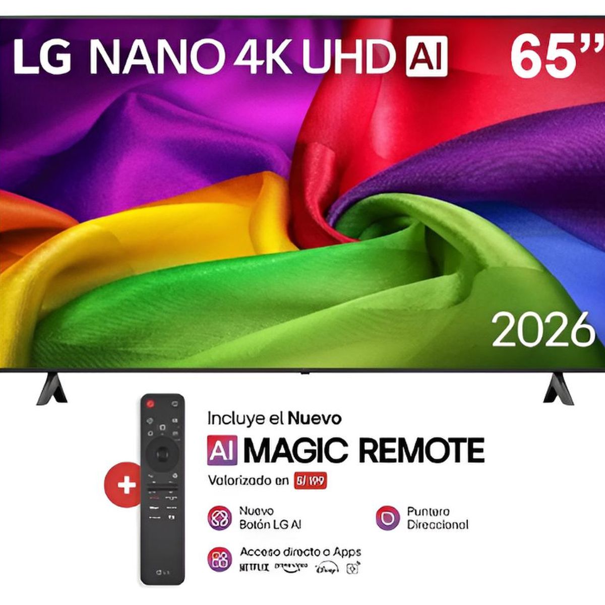 Televisor LG 65" NANO 4K UHD AI Smart TV 2026 65NU800BPSBQ, marca LG - Foto Principal