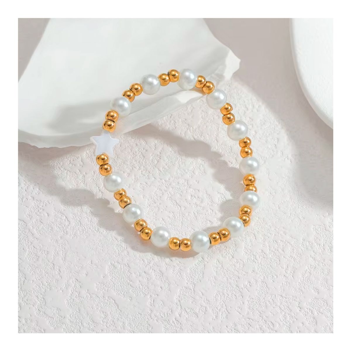 OEM - Pulsera para Mujer con Perlas y Dije de Estrella  Elegante y Ajustable