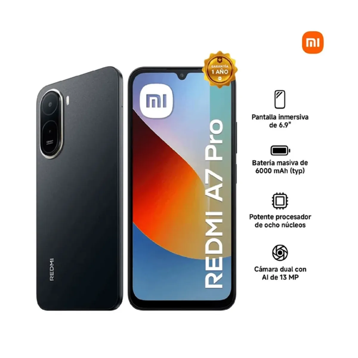 Celular Xiaomi Redmi A7 Pro 64GB 4GB RAM - Negro, marca XIAOMI - Foto 2