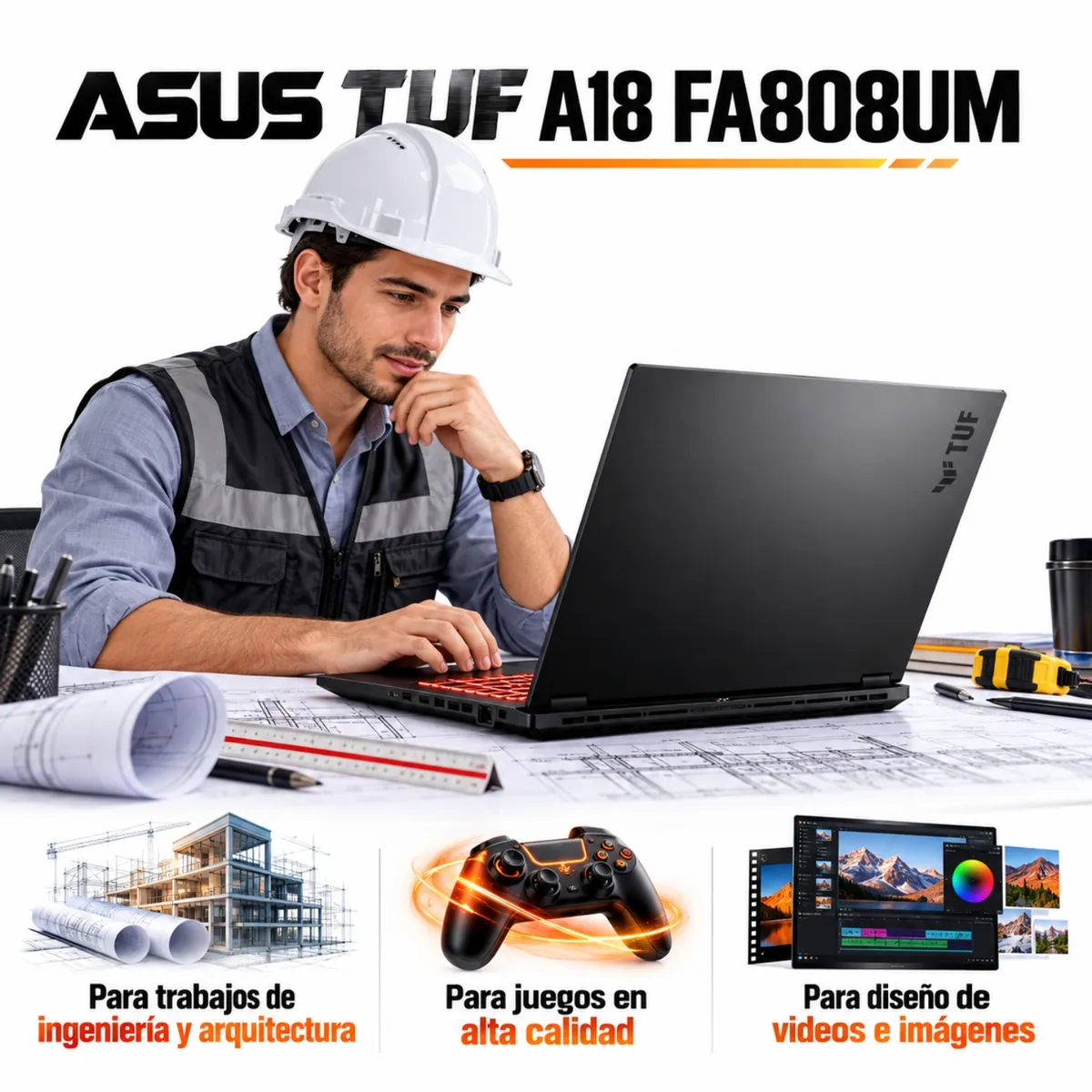 ASUS - Asus TUF A18 FA808UM-IS74 Ryzen 7-260, 16GB RAM, 1TB SSD, RTX 5060 8GB, 18″ WUXGA, Windows 11.