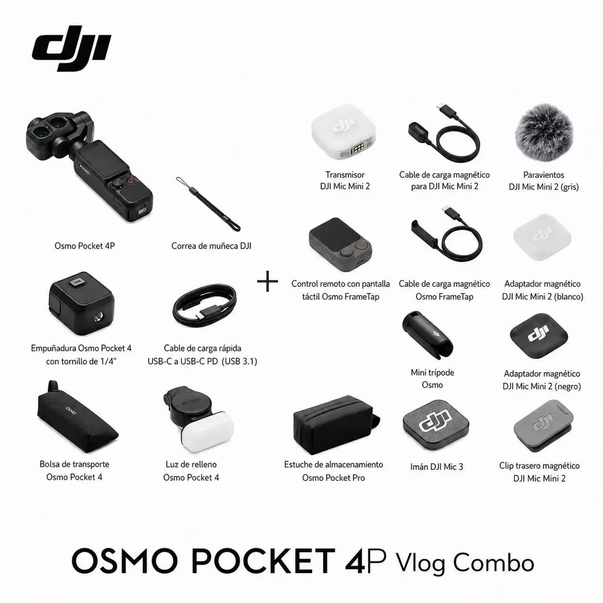 DJI - DJI Osmo Pocket 4P Vlog Combo Doble Lente  Camara de Accion