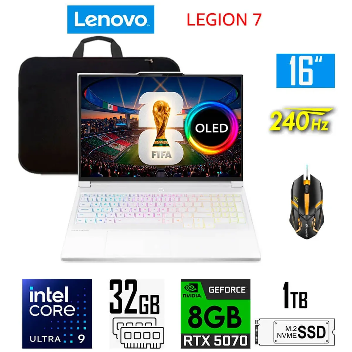 LENOVO - Laptop gamer Lenovo Legion 7 Core Ultra 9-275HX Ram 32gb SSd 1tb 8gb RTX5070, 16″ WQXGA OLED 240Hz