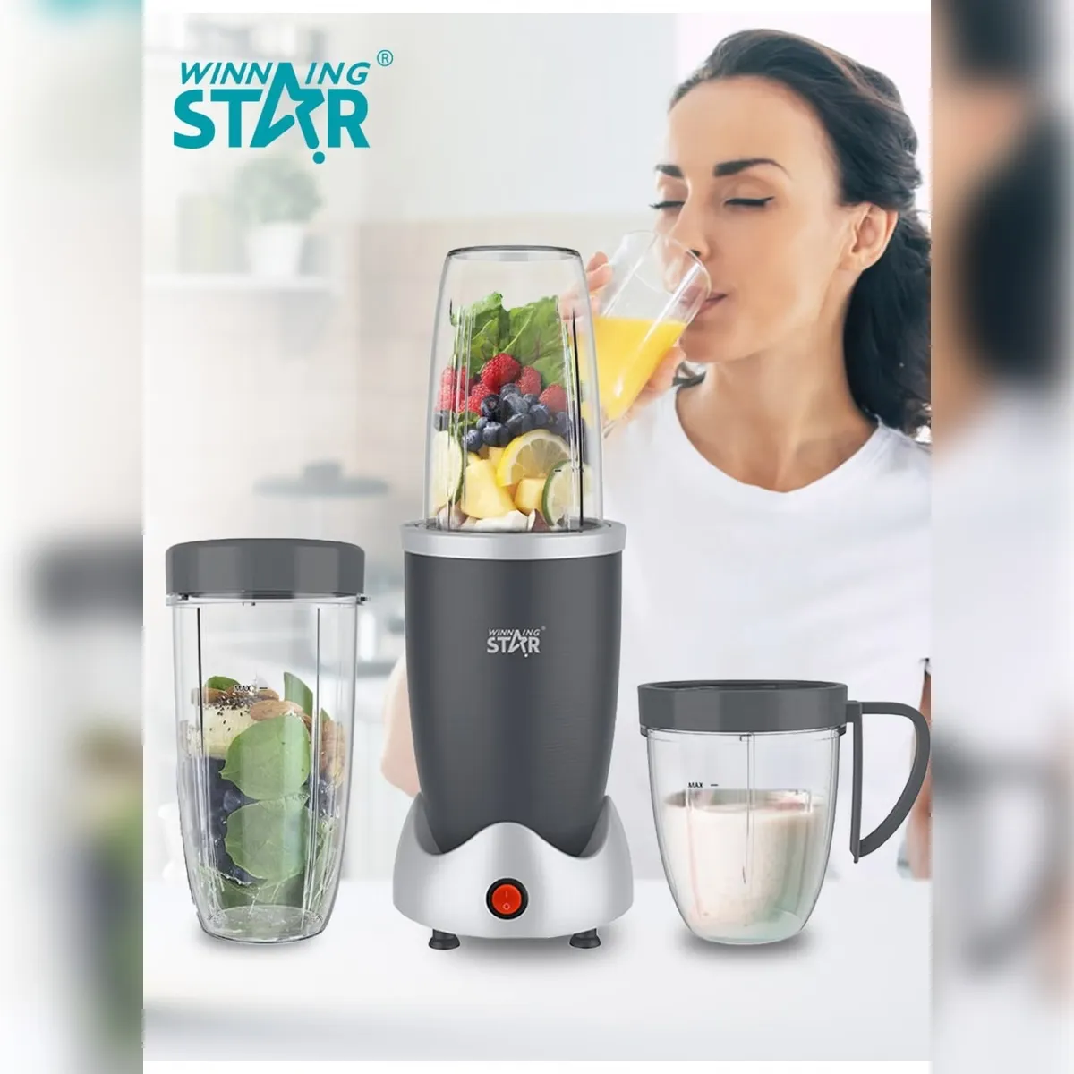 Licuadora Portatil 3 en 1 WINNING STAR 900W Garantia de 1 Año, marca STAR - Foto 2