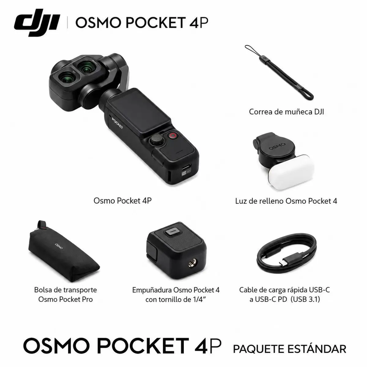 DJI - DJI Osmo Pocket 4P Doble Lente  Camara de Accion