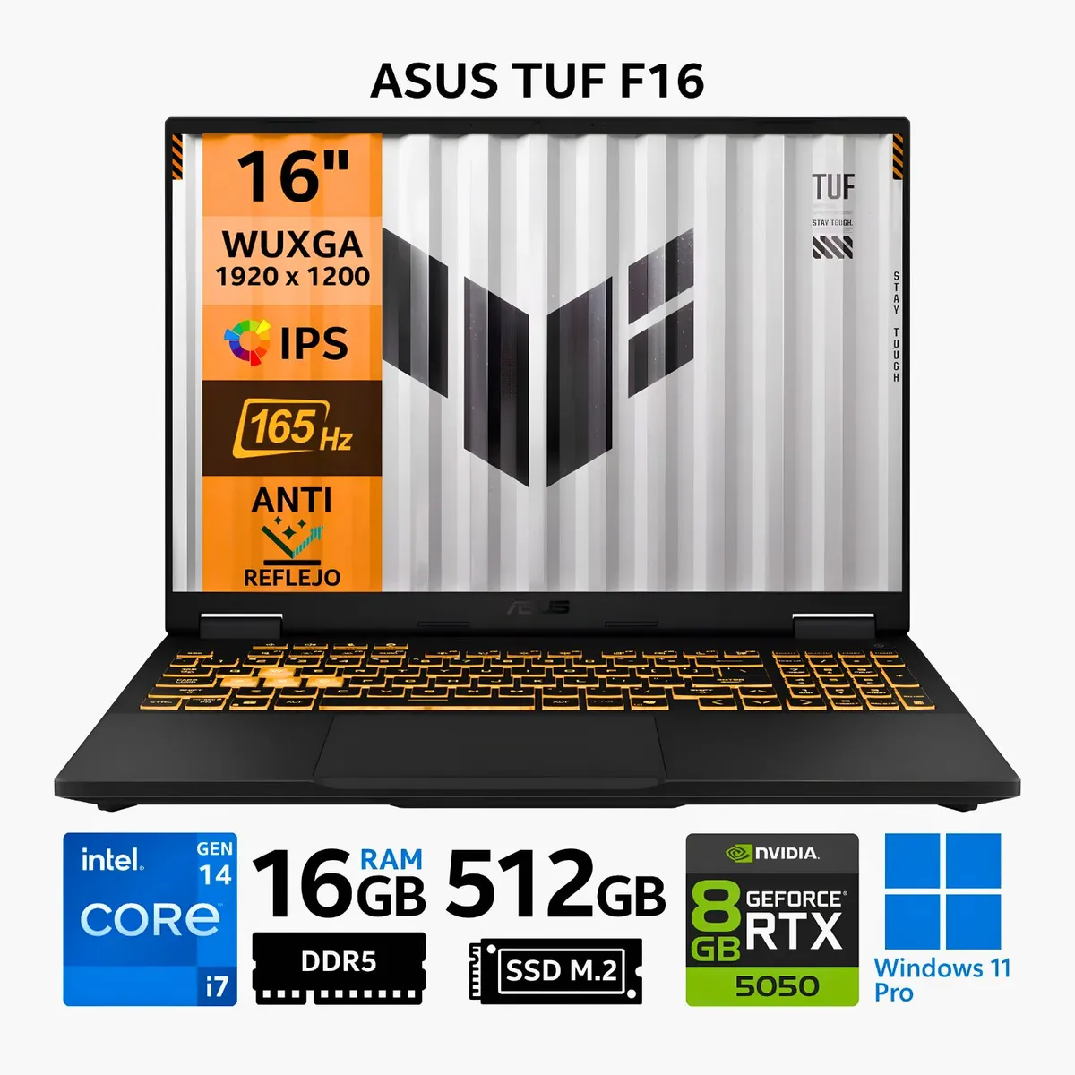 ASUS - Laptop Notebook ASUS TUF Gaming F16 Intel® Core™ i7-14650HX 16GB RAM 512G SSD RTX™ 5050 FX608JHR-RV314