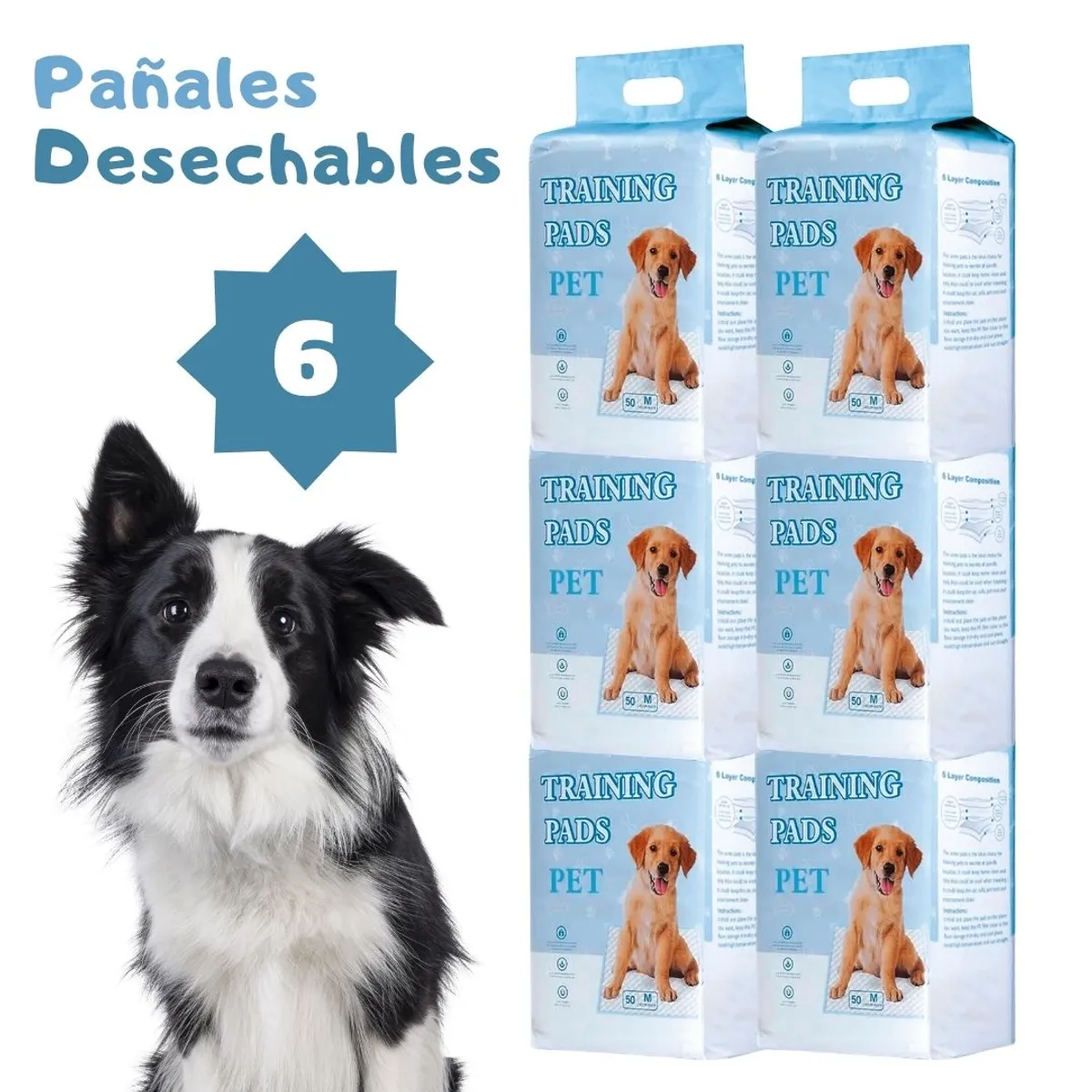 SIXPACK Pañales Desechables de Piso para Entrenamiento de Perros M, marca GENERICO - Foto Principal