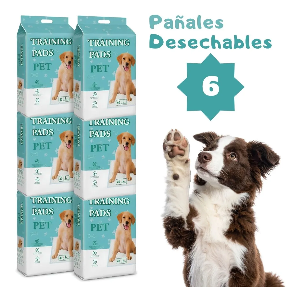 SIXPACK Pañales Desechables de Piso para Entrenamiento de Perros L, marca GENERICO - Foto Principal