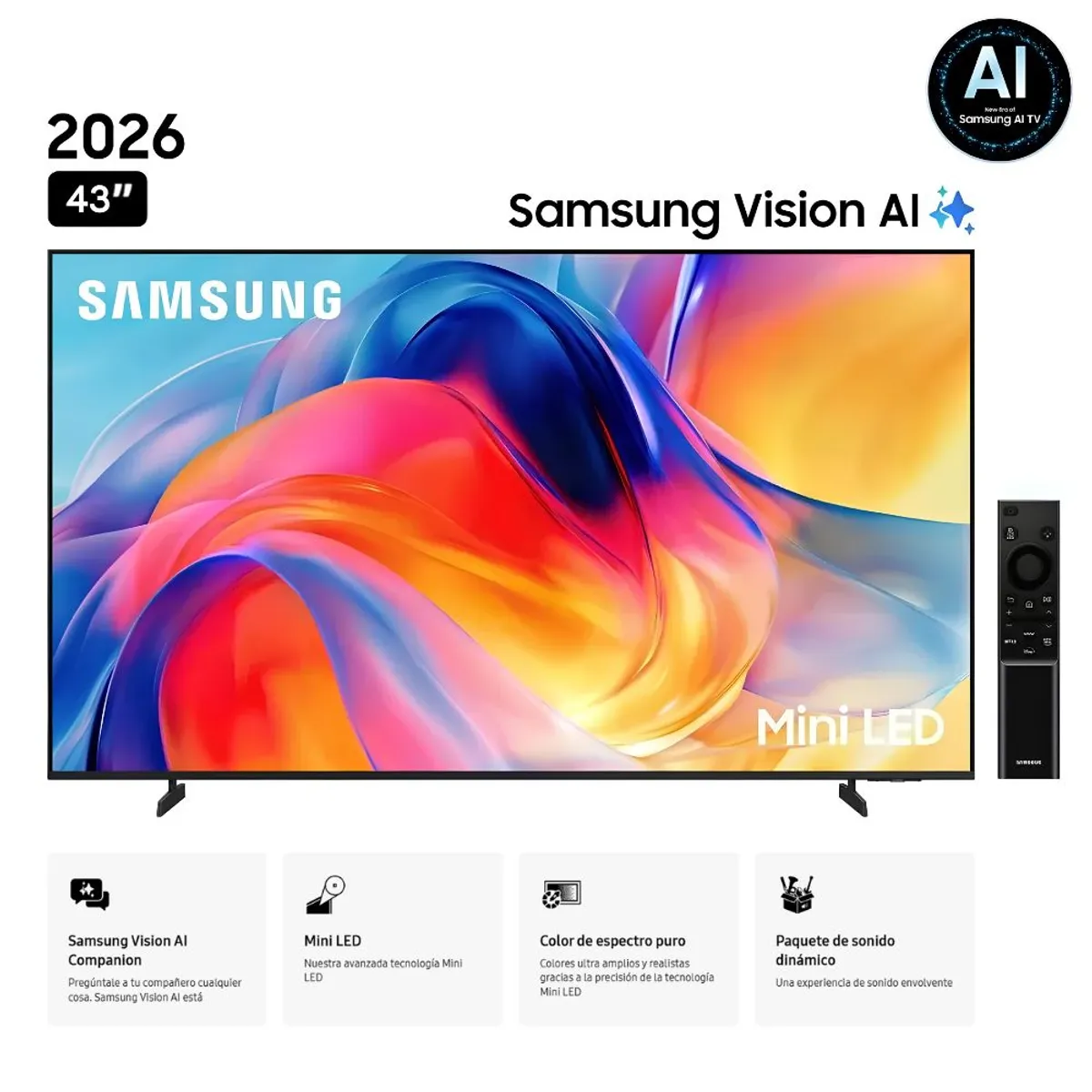 SAMSUNG - TELEVISOR SAMSUNG 43" MINI LED 43M70H VISION AI SMART TV - 2026 (NUEVO)