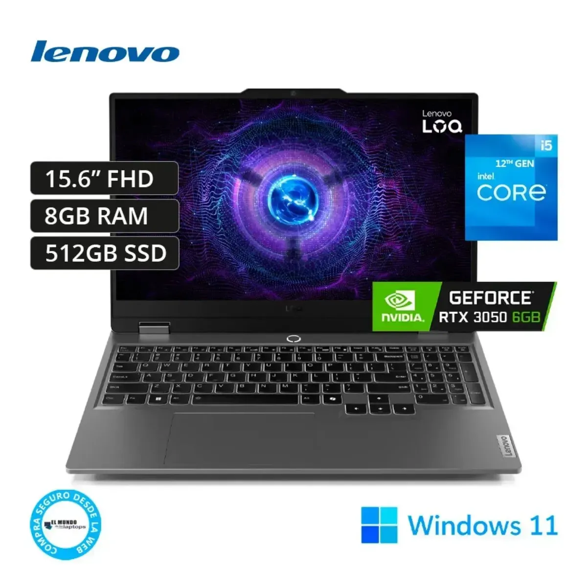 LENOVO - Lenovo LOQ 15IAX9 , Core i5-12450HX, 8GB RAM, 512GB SSD, RTX 3050 6GB, 15.6″ FHD, Windows 11
