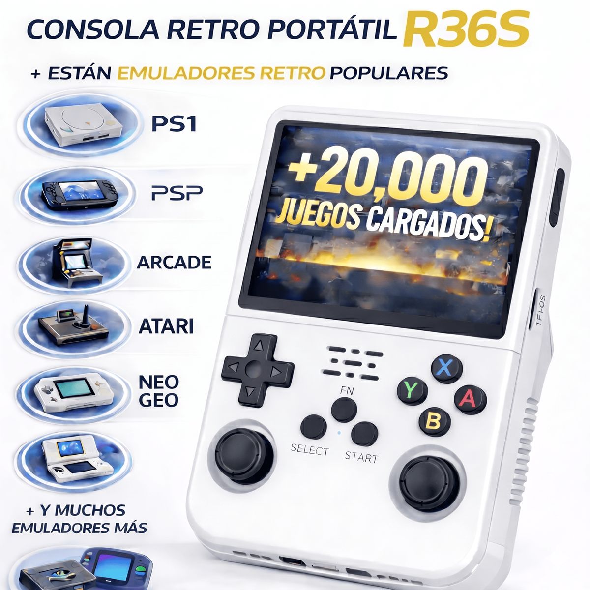 Consola Portatil Retro Game R36S 128 GB Blanco, marca GENERICO - Foto 2