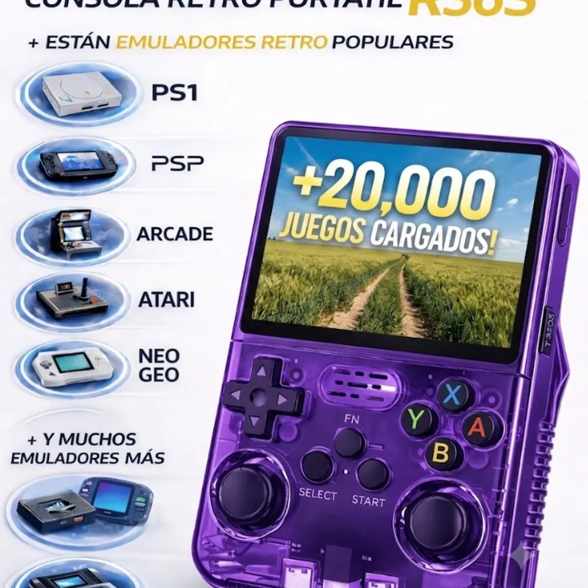 Consola Portatil Retro Game R36S 128GB Purpura, marca GENERICO - Foto 2