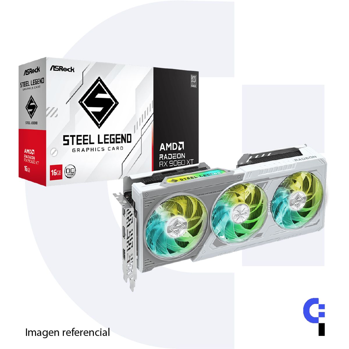 ASROCK - TARJETA DE VIDEO GDDR6 16GB RX 9060 XT ASROCK STEEL LEGEND 128 BITS