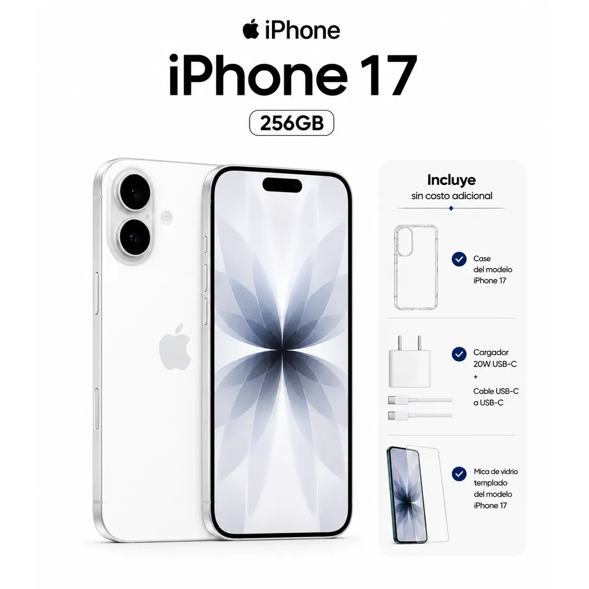 APPLE - Apple iPhone 17 256GB eSIM cargador  + Mica + Case