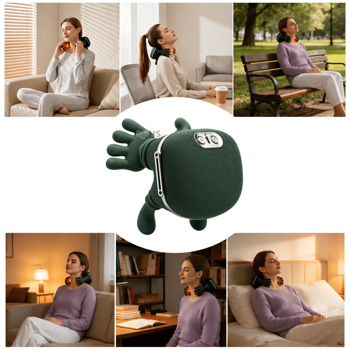 ROHS - Masajeador Eléctrico Recargable Para Cuello Y Hombros Con Forma De Manos