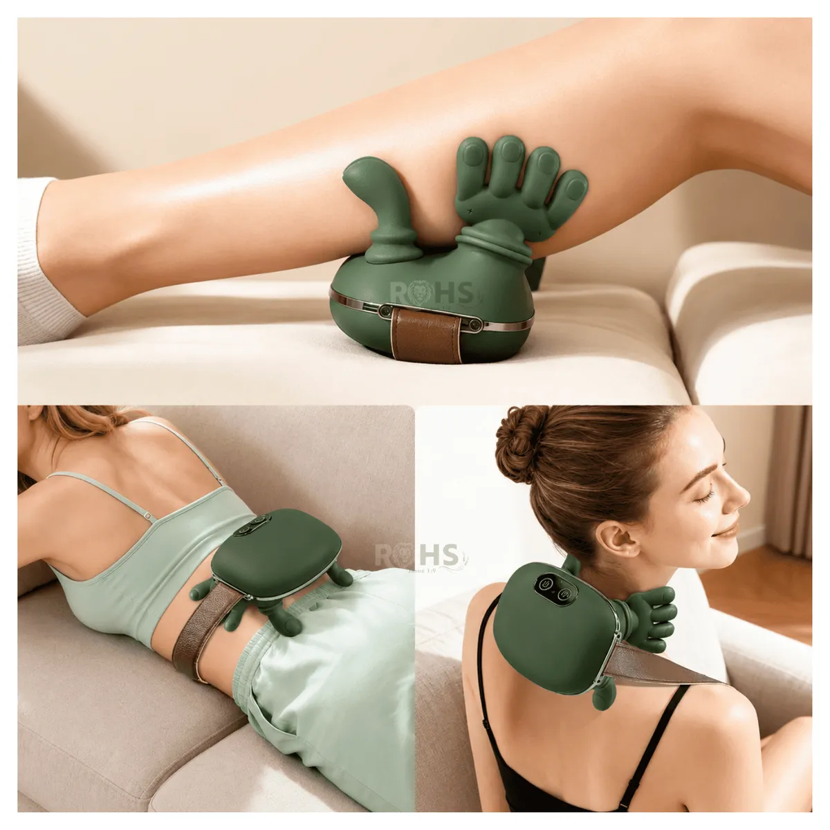ROHS - Masajeador Eléctrico Recargable Para Cuello Y Hombros Con Forma De Manos