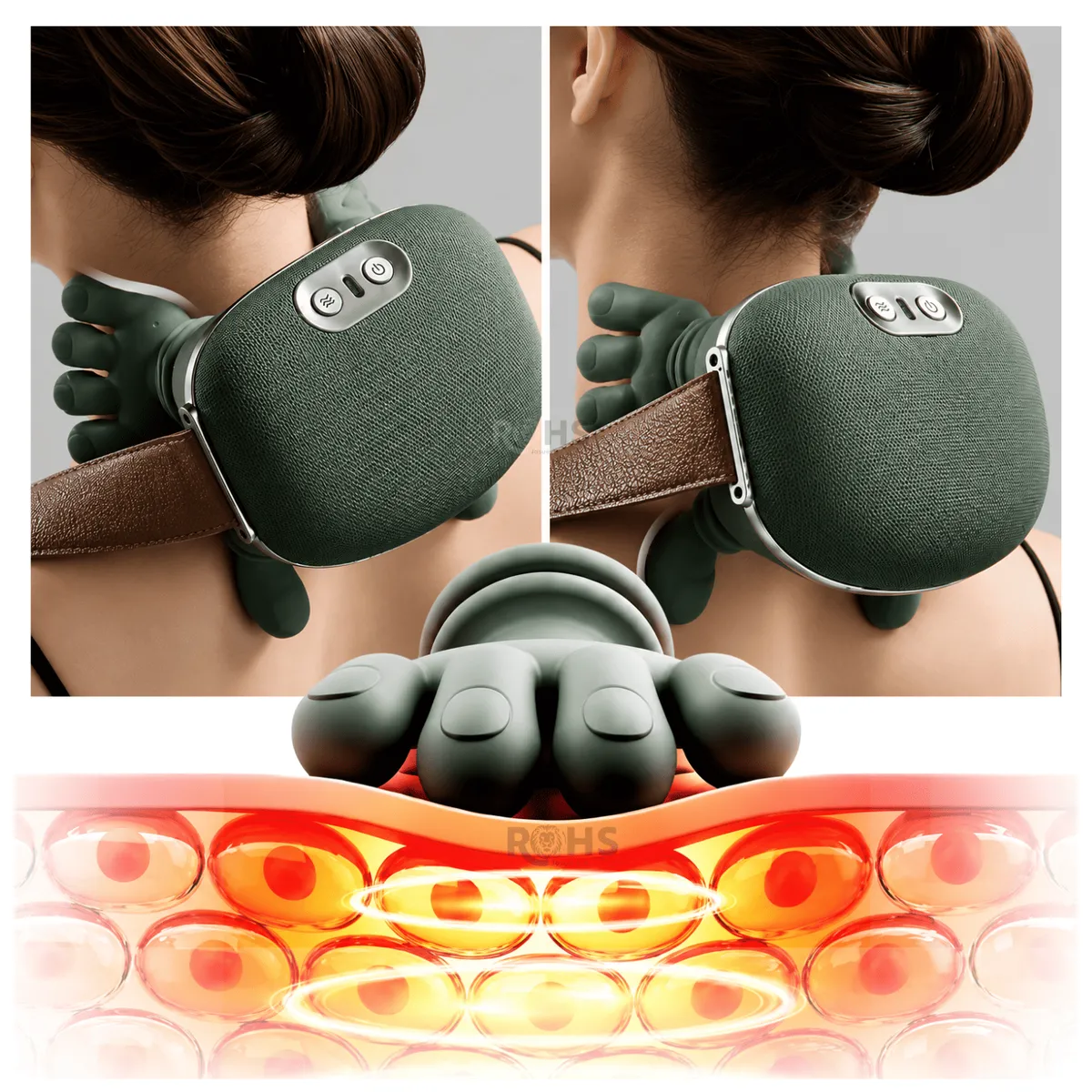 ROHS - Masajeador Eléctrico Recargable Para Cuello Y Hombros Con Forma De Manos