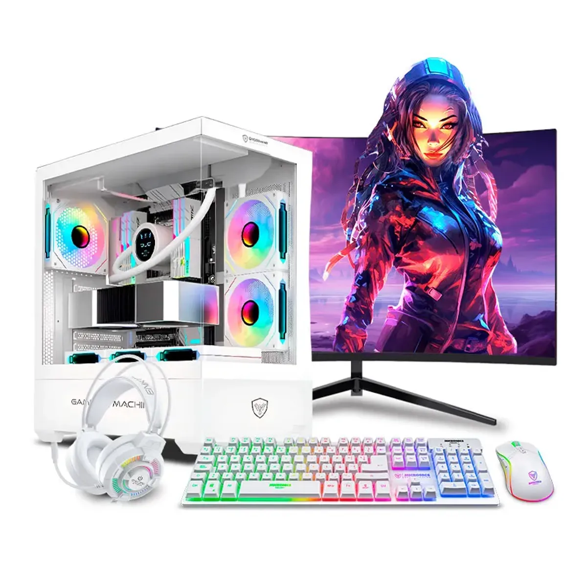 RYZEN - Pc Gamer AMD Ryzen 7 5700 32GB 1TB RX9060XT FX 16GB Mipclista Draco WHITE