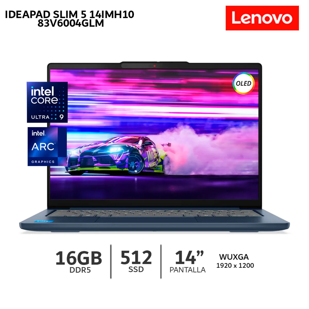 LENOVO - Laptop Lenovo IdeaPad Slim 5 14IMH10 Ultra 9 185H 16Gb Ram 512Gb SSD OLED 14 WUXGA-83V6004GLM