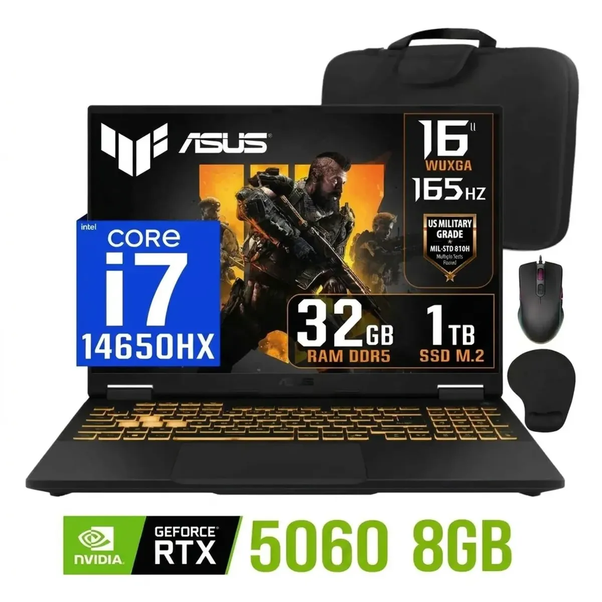 ASUS - Laptop Asus TUF Gaming F16 2025 Intel Core i7 14650HX RAM 32GB SSD 1TB RTX 5060 16" WUXGA 165HZ.