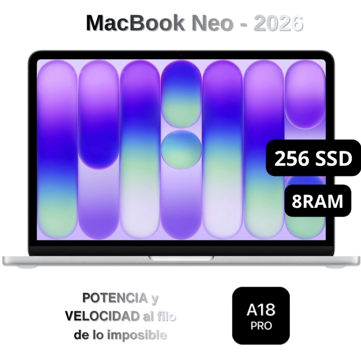 APPLE - MacBook Neo 13″ Apple A18 Pro, 8GB RAM, 256GB SSD  Teclado Español - Silver
