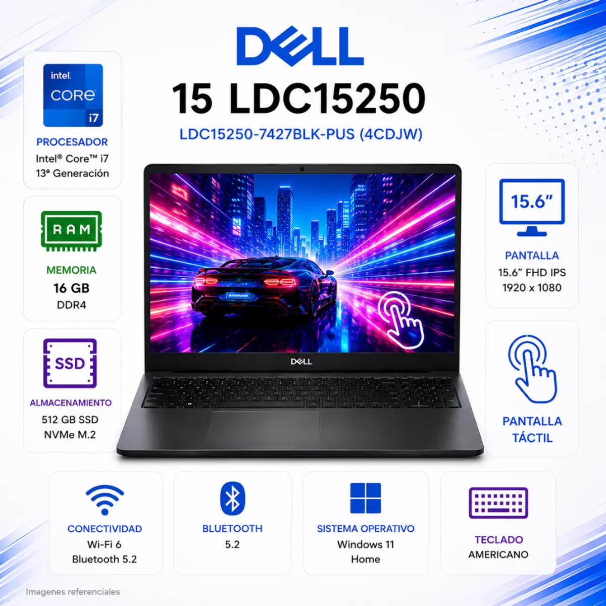 Dell - Laptop Dell 15 Intel Core i7-1355U 16GB 512GB SSD 15.6" FHD Touch Dell 15 LDC15250-7427