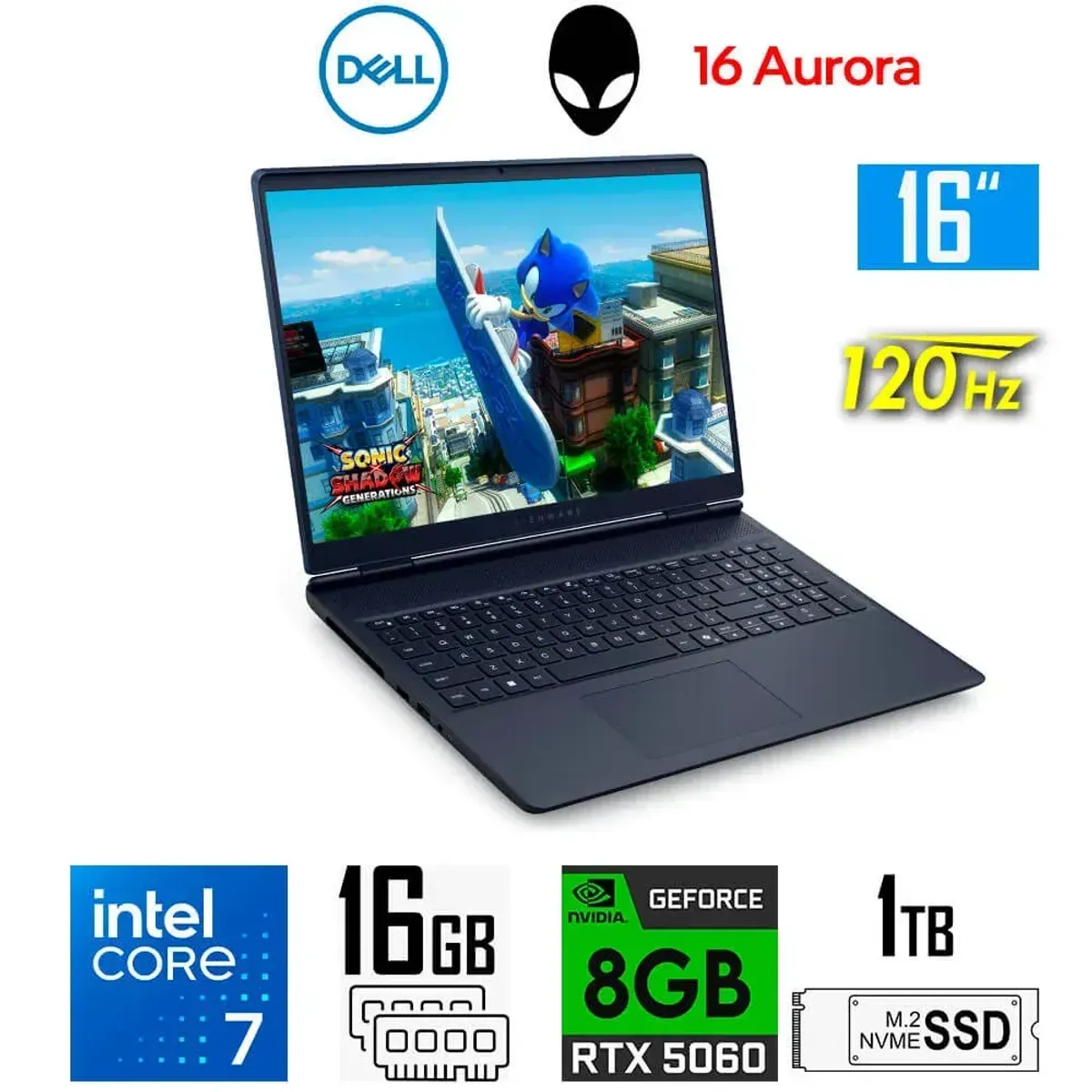 Dell - Laptop gamer Dell Alienware 16 Aurora Core 7-240H Nvidia RTX5060 Ram 16gb Ssd 1tb 16″ QHD+ 120Hz.