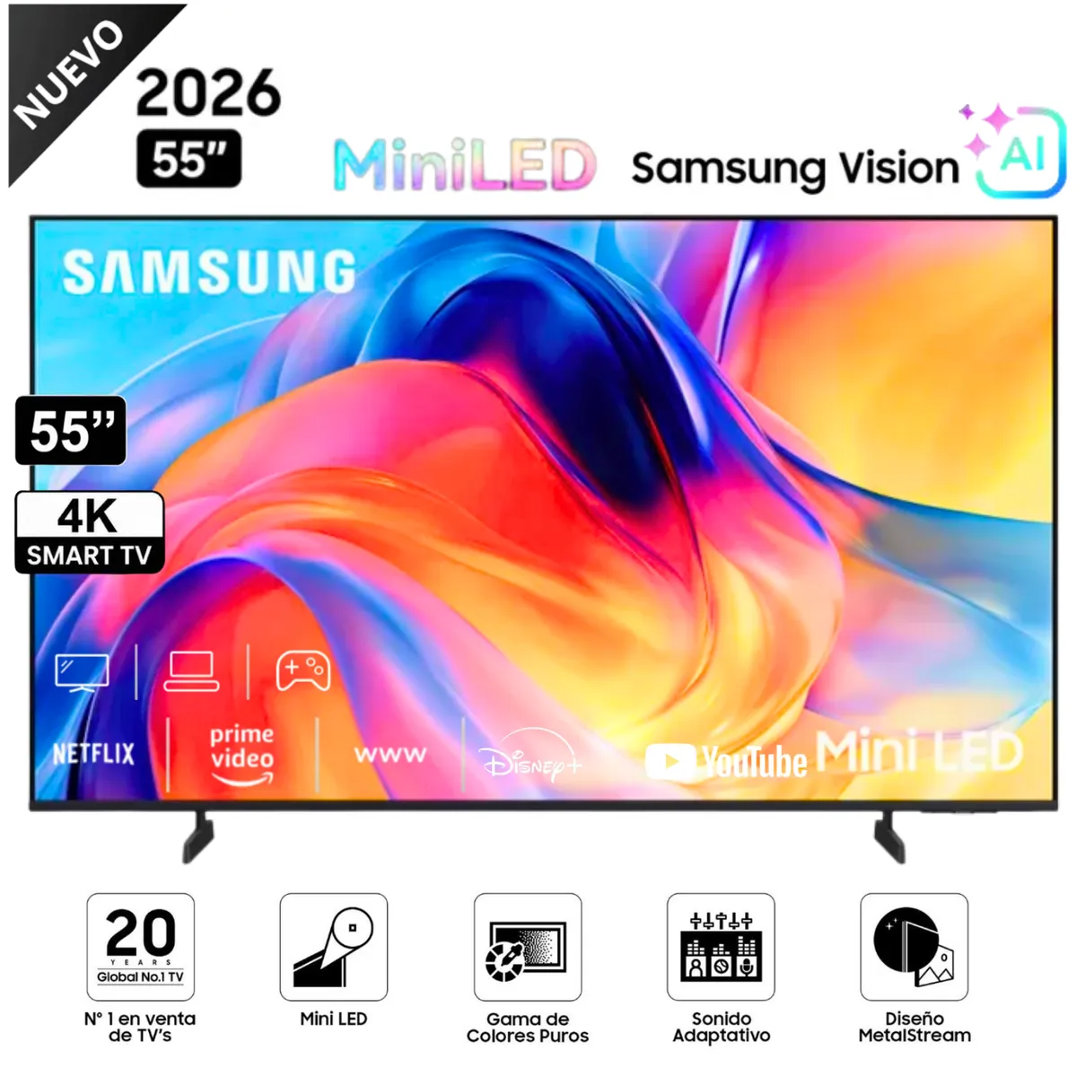 SAMSUNG - Televisor Samsung Smart TV 55" Mini LED 4K UN55M70HAGXPE- 2026