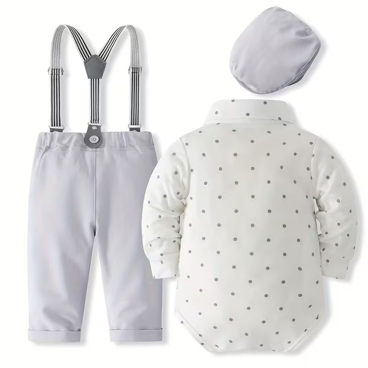GENERICO - Traje Terno de Niño bebe - Pantalon+ Boddy+Corbata+Tirante+ Boina