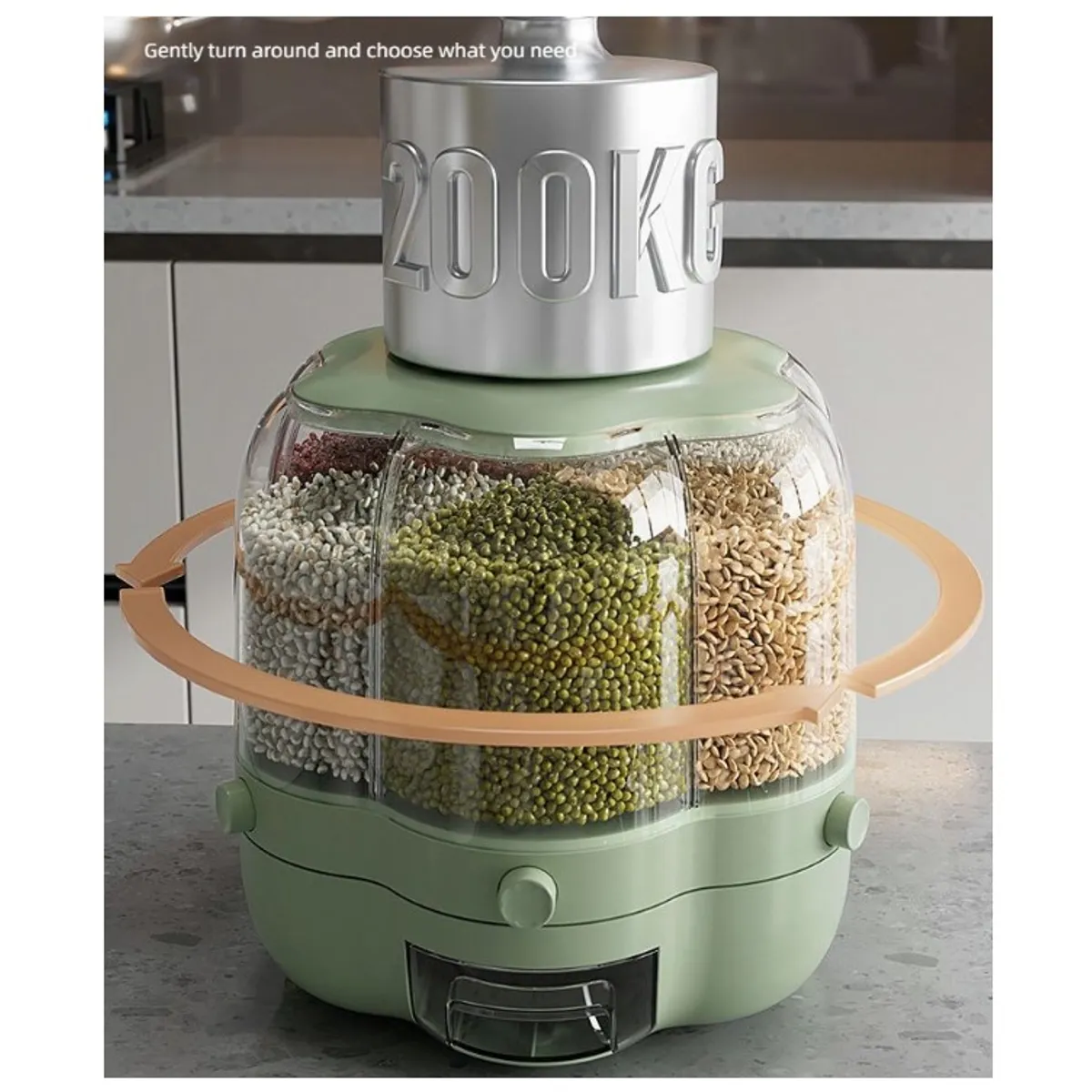 GENERICO - Dispensador Giratorio de Menestras Organizador de Granos y Cereales con 6 Compartimientos Cocina