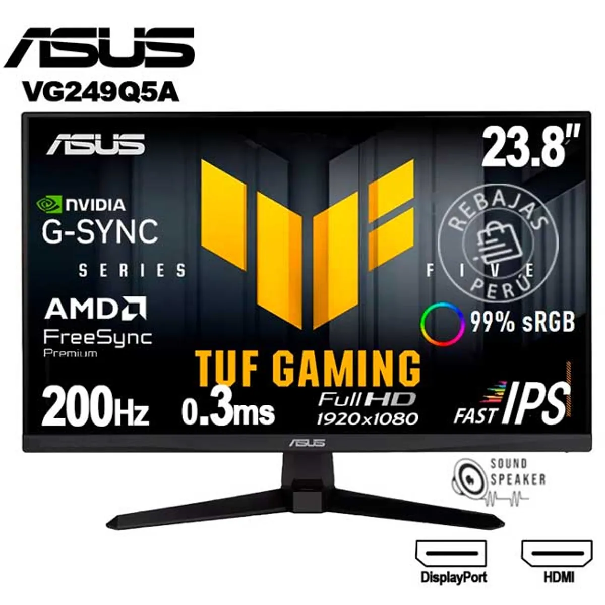 ASUS - Monitor Asus Tuf Gaming Vg249q5a, Fhd Fast Ips, 200hz, 0.3ms - Negro