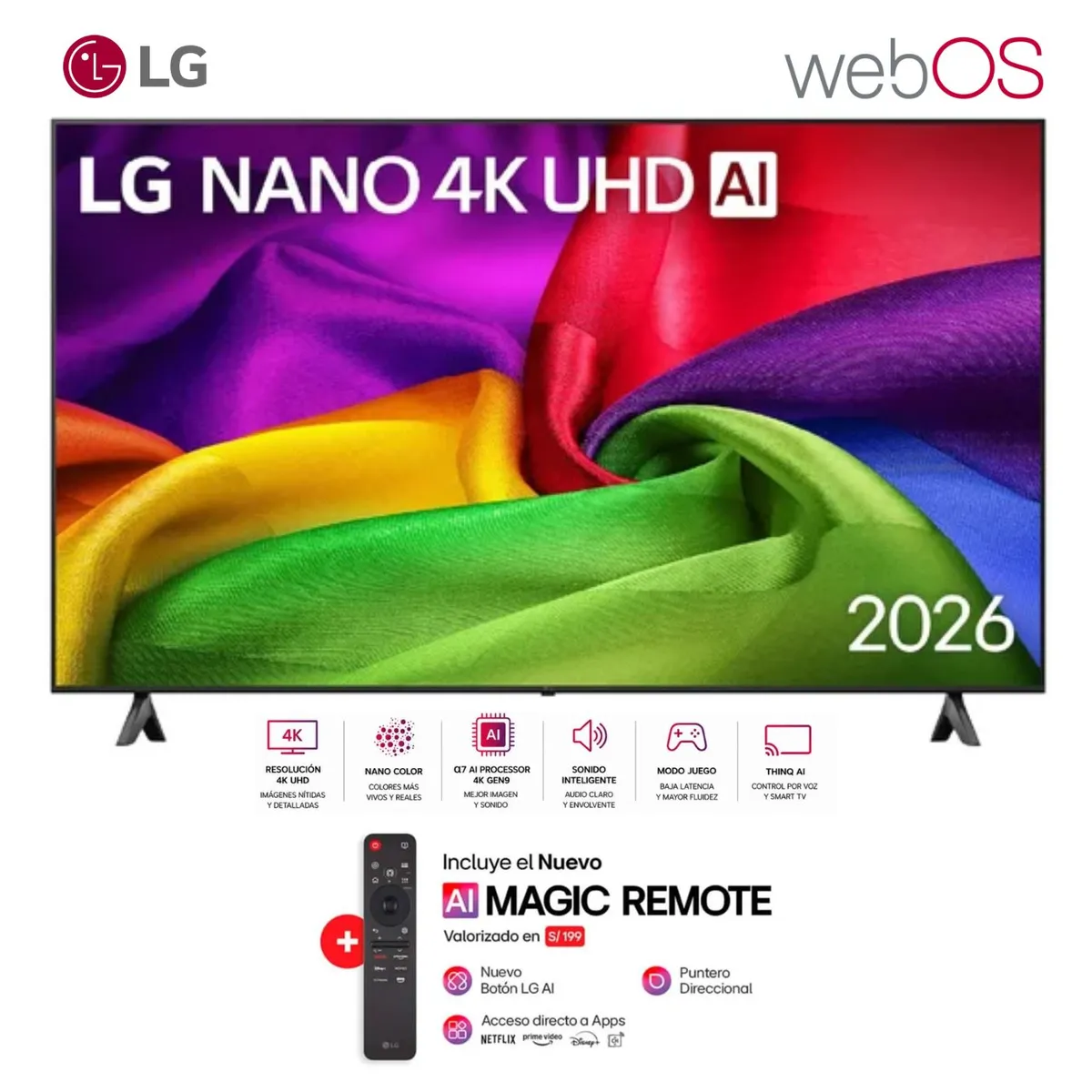 LG - Televisor Smart TV LG 85'' NANO UHD 4K WebOS 85NU800BPSB 2026