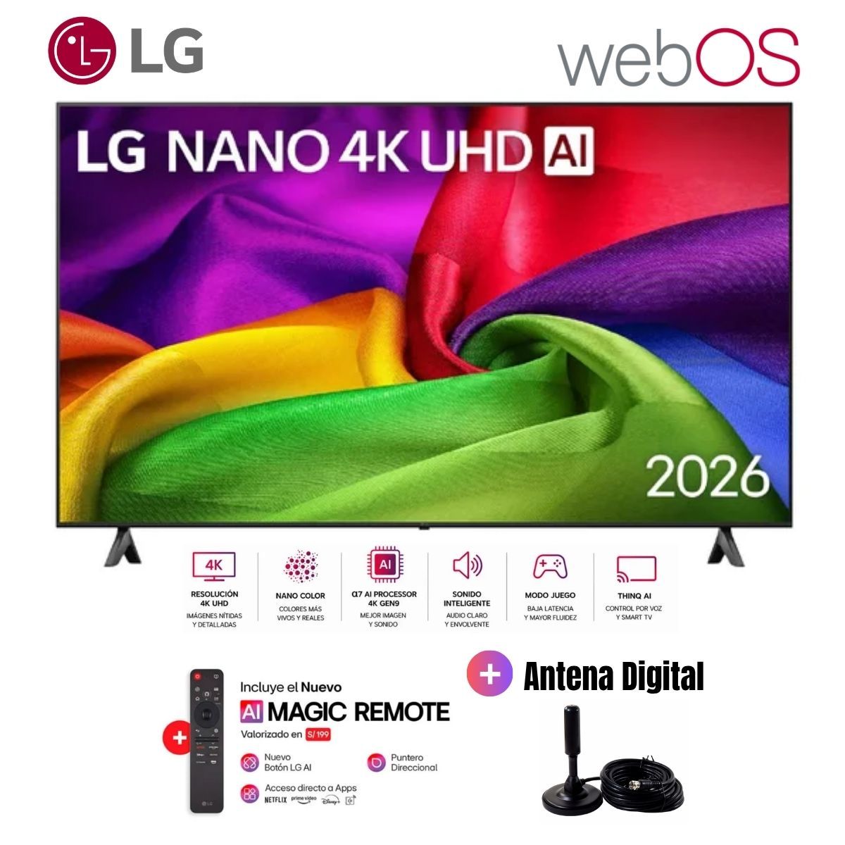 LG - Televisor Smart TV LG 85'' NANO UHD 4K WebOS 85NU800BPSB 2026 + Ant