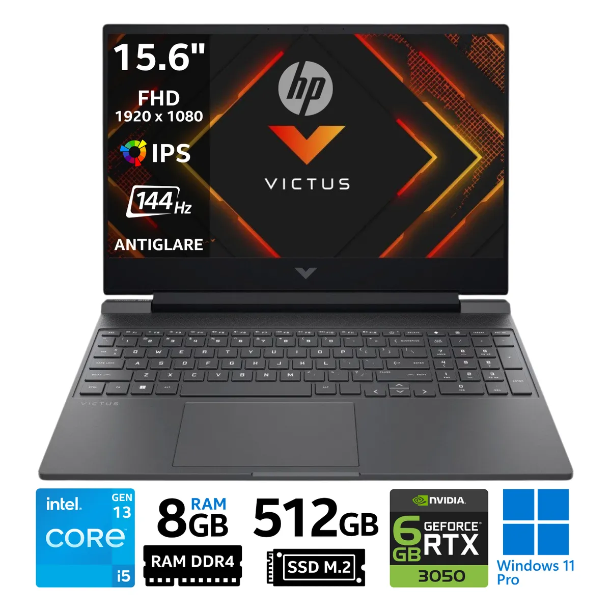 HP - Laptop HP Victus Gaming 15-fa2035la, 15.6" FHD IPS, Core i5 13420H, RAM 8GB, SSD 512GB, RTX 3050