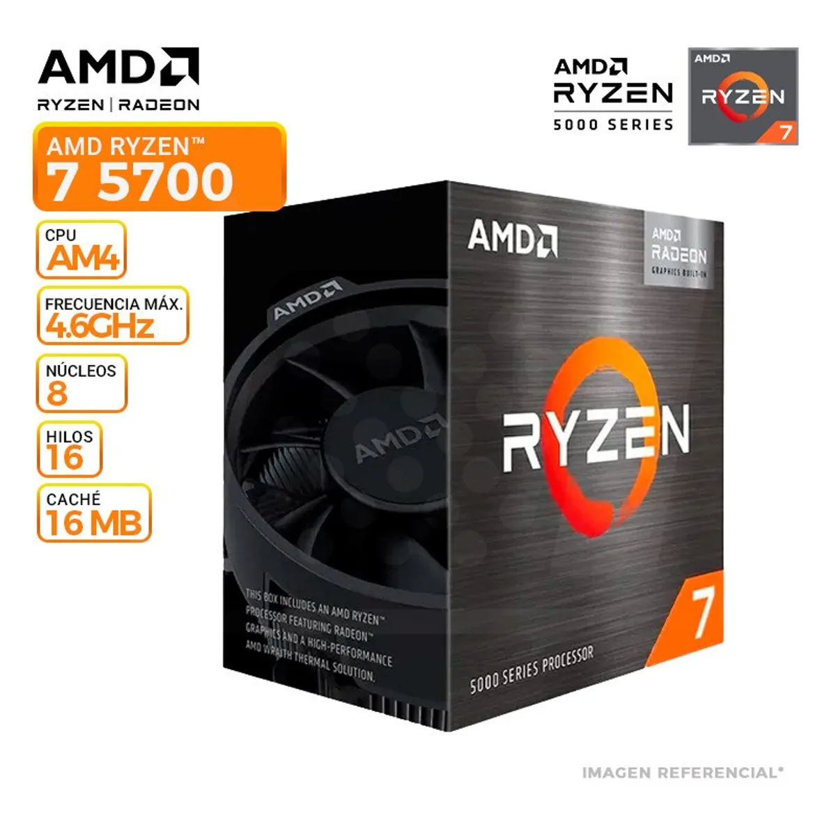 AMD - Computadora PC COMPLETA RYZEN 7 5700 RAM 16GB SSD 1TB GRAFICA RTX 5060 8GB